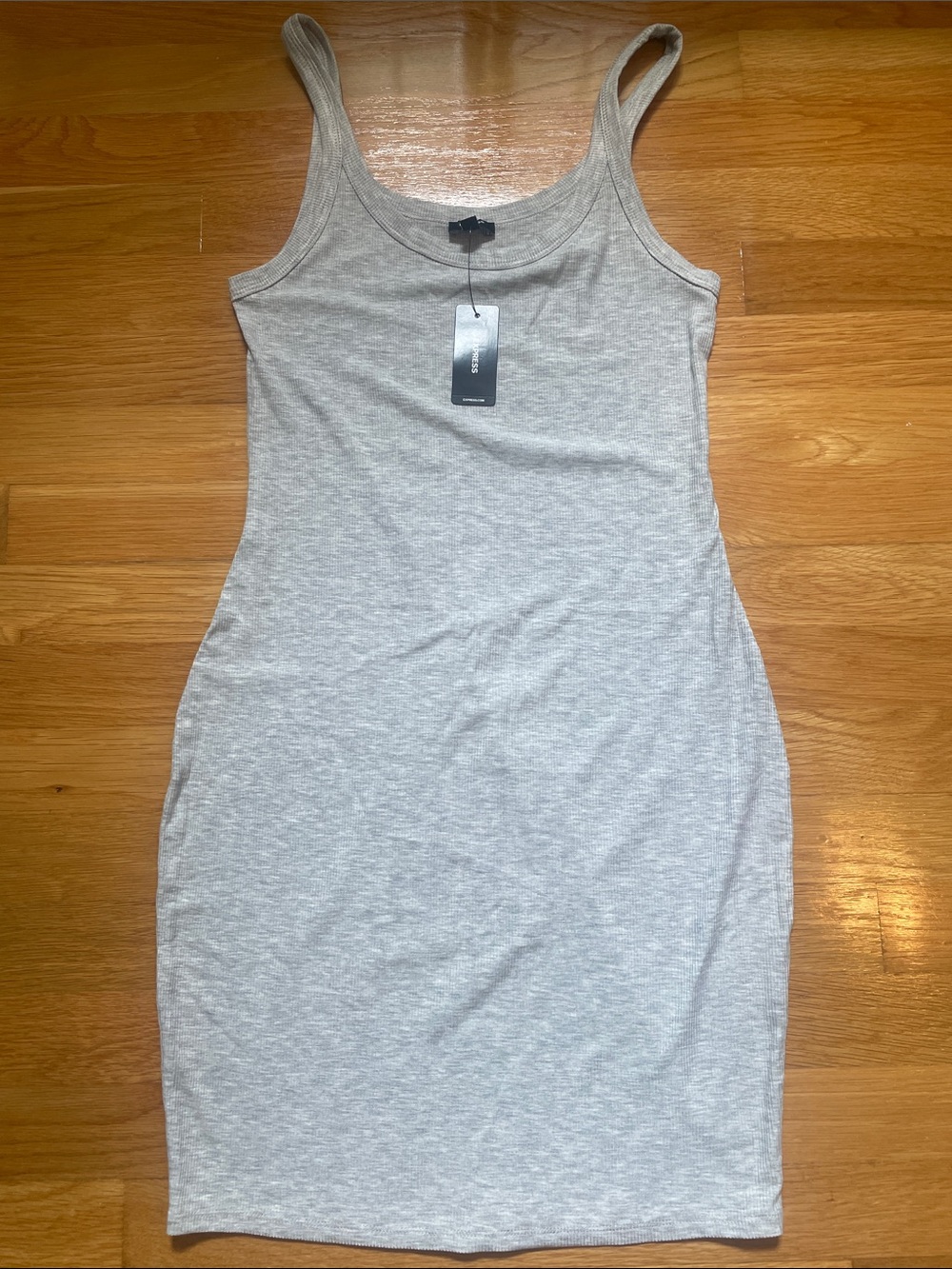 NWT New with Tags Express Women’s Light Gray Grey Ribbed Fitted Tank Style Dress